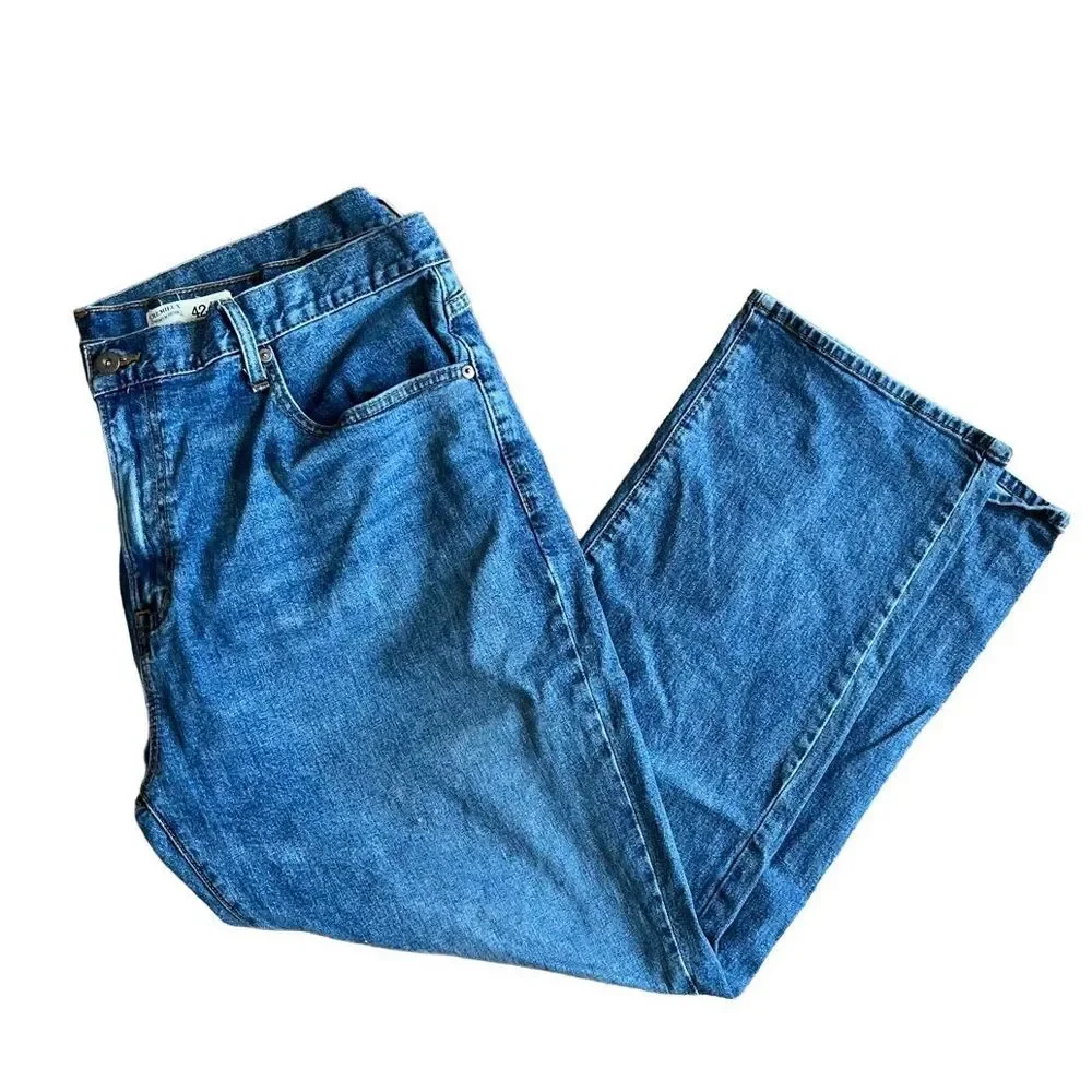 W42 L30 - Mens  Straight Leg Cremieux Jeans w pink paint- W42 L 30
